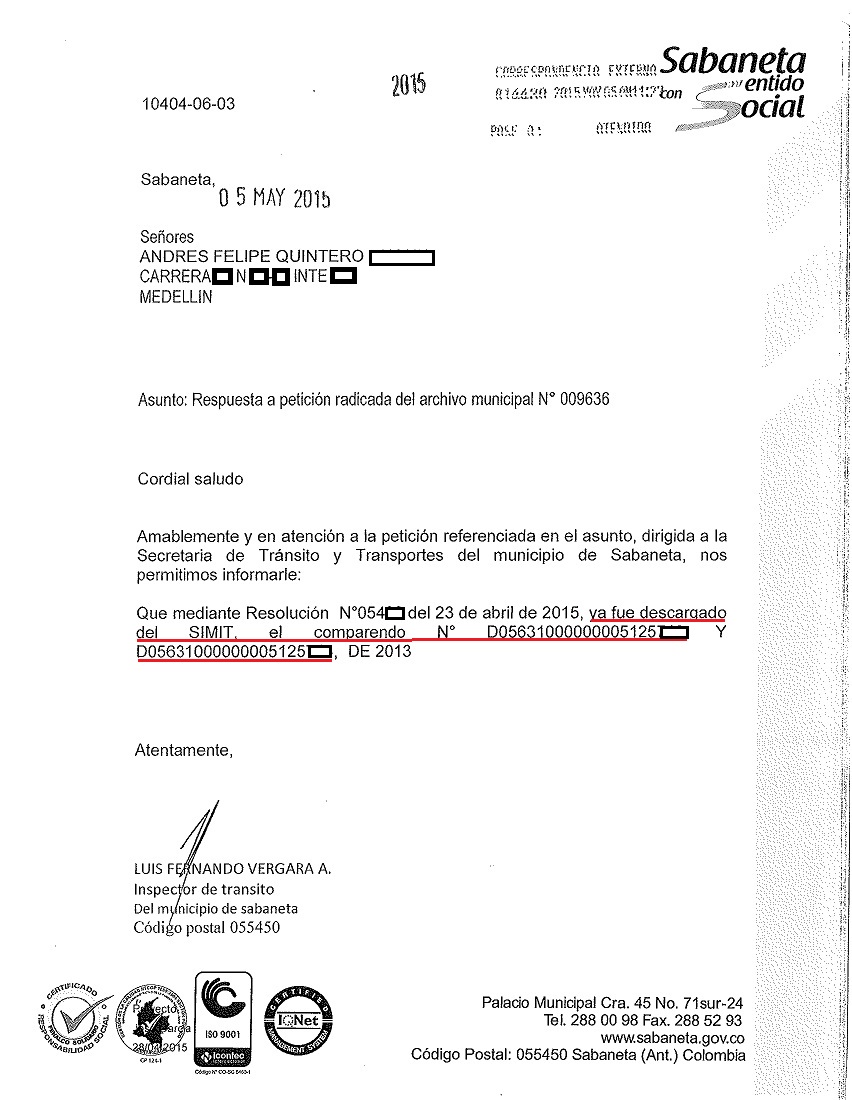 EXONERACION ANDRES FELIPE QUINTERO