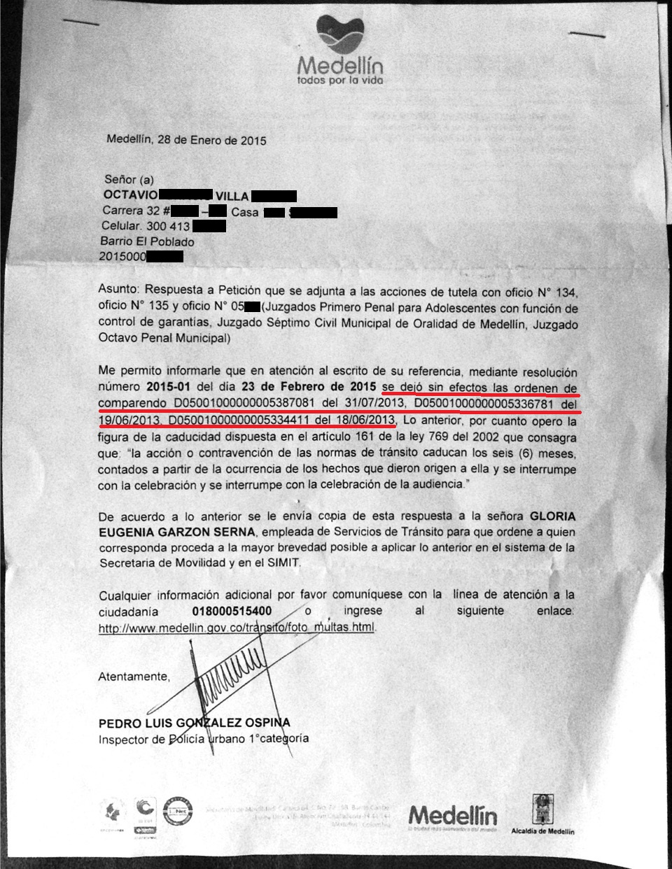 Revocatoria fotomulta Octavio Villa